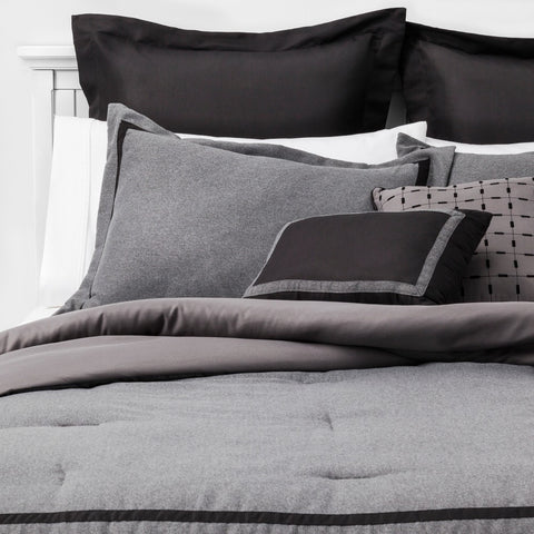 Queen - 8pc Applique Border Comforter Set Gray/Black - Threshold