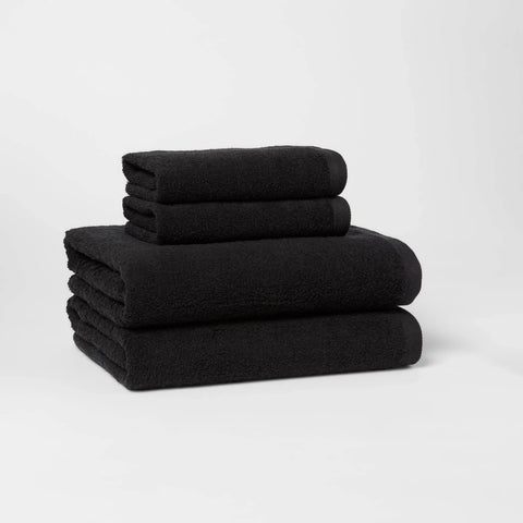 4pk Antimicrobial Assorted Bath and Hand Towel Set Black - Room Essentials