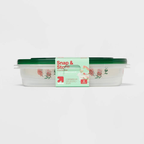 Holiday Large Rectangle Food Storage Container - 128oz/2ct - up&up