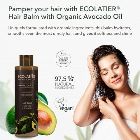 Nutrition & Strength Hair Balm with Organic Avocado – 98.6% Natural, Vegan, Deep Conditioner for Women & Men, Moisturizing Hair Balm for Dry, Damage