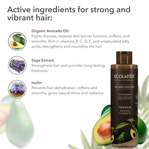 Nutrition & Strength Hair Balm with Organic Avocado – 98.6% Natural, Vegan, Deep Conditioner for Women & Men, Moisturizing Hair Balm for Dry, Damage