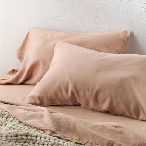 King - 100% Linen Pillowcases Light Adobe Clay - Casaluna
