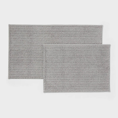 2pk Quick Dry Bath Rug Set Jet Gray - Threshold