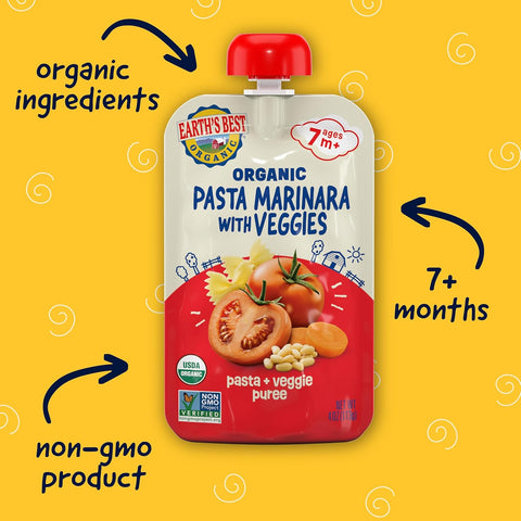 Earth's Best Organic Pasta Marinara with Veggies Pouch, 4 oz -6pack