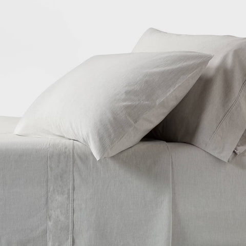 Full - 250 Thread Count Organic Percale Sheet Set Gray Chambray - Threshold