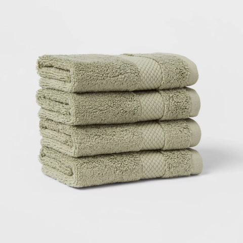 4pc Performance Plus Washcloths Light Green - Threshold