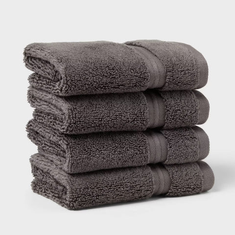 4pk Spa Plush Washcloth Set Dark Gray - Threshold