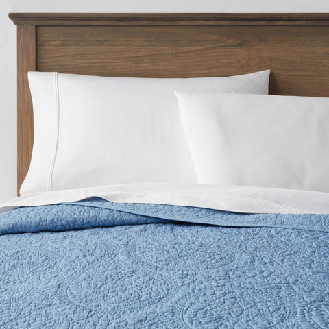KING - Garment Washed Paisley Stitch Quilt Blue - Threshold - HomeLife