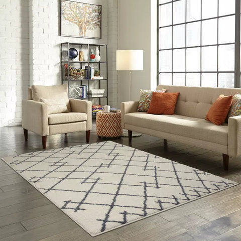 LIGHTLY LOVED - 7'x10' Kenya Fleece Geometric Design Tufted Area Rug Cream - Project 62 - HomeLife