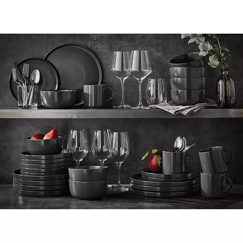 Member's Mark 24 Piece Modern Stoneware Dinnerware Set - Black