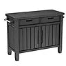 Keter Outdoor Grill Table, Buffet, Entertainment and Storage Cabinet w/ Drawers, Graphite Gray