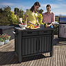 Keter Outdoor Grill Table, Buffet, Entertainment and Storage Cabinet w/ Drawers, Graphite Gray