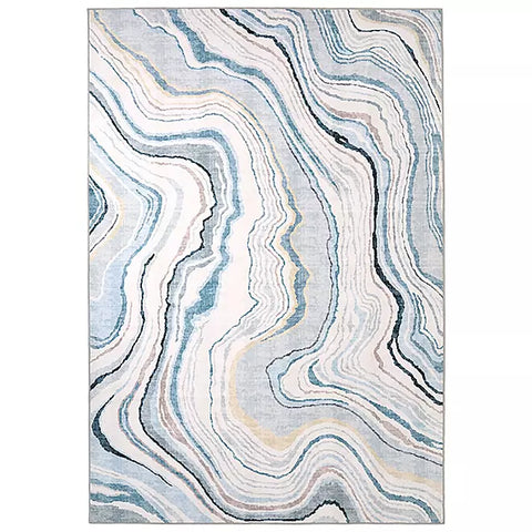 9x12 Blue Marble - Member's Mark Everwash Washable Area Rug