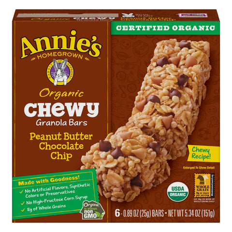 Annies Organic Chewy Peanut Butter Chocolate Chip Granola Bar