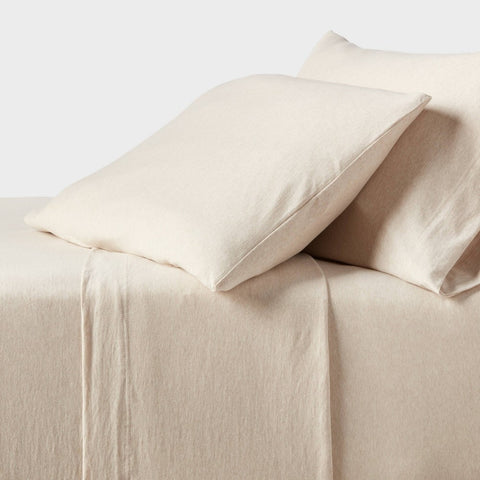 Twin Cotton Jersey Sheet Set Heather Oatmeal - Threshold™: 3-Piece, 100% Cotton, Machine Washable, OEKO-TEX Certified