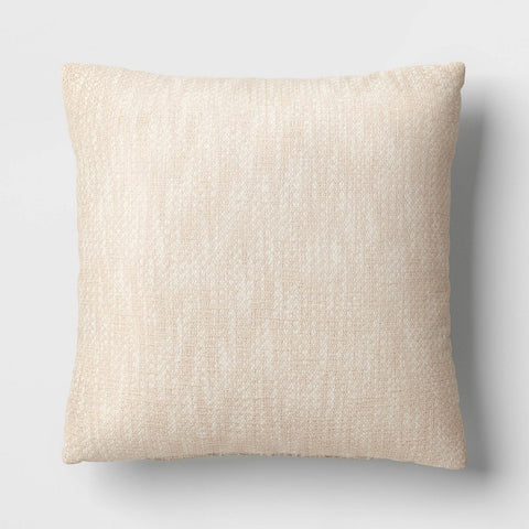 Textured Woven Cotton Square Throw Pillow Khaki - Room Essentials