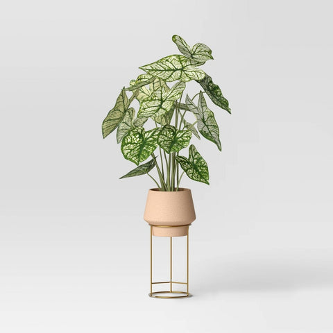 Artificial Marble Leaf in Gold Planter - Threshold