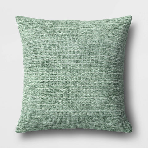 Checkerboard Woven Cotton Square Throw Pillow Green - Room Essentials™: Indoor Jacquard Design, Viscose Blend, Polyester Fill