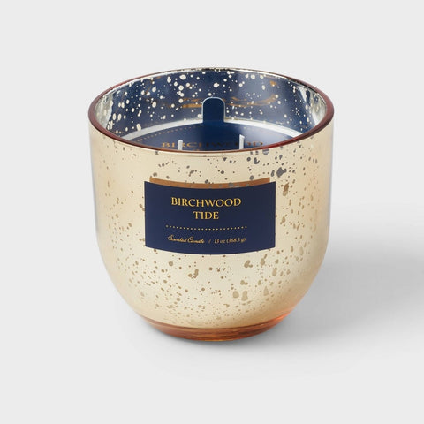 2-Wick 13oz Mercury Glass Candle Blue/Birchwood Tide - Threshold