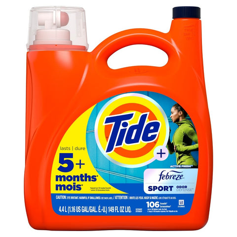 Tide Plus Febreze Sport Active Fresh High Efficiency Liquid Laundry Detergent Soap - 149 Fl Oz