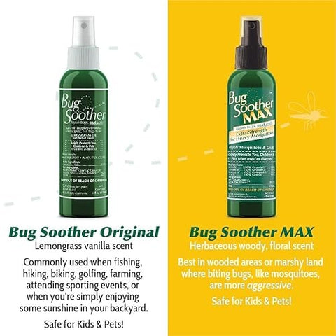 Bug Soother Max - Extra Strength Natural Gnat, Tick, and Mosquito Repellent, 4 Fl Oz Bug Spray Deterrent - DEET-Free - Safe for Adults & the Environment