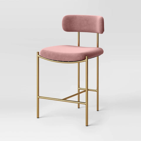 Orion Luxe Backed Counter Height Barstool: Brass Legs, Upholstered - Threshold™