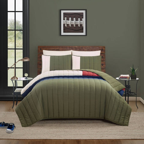 Twin/Twin XL - Block Comforter Set Green and Blue