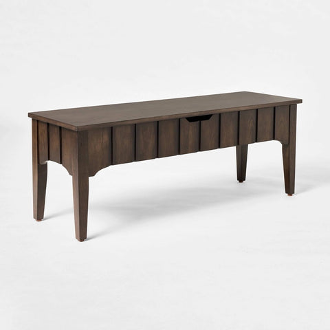 Bench with Woven Frame Light Brown - TPalma Wood Base Storage Ottoman Dark Brown - Threshold™ Designed with Studio McGee