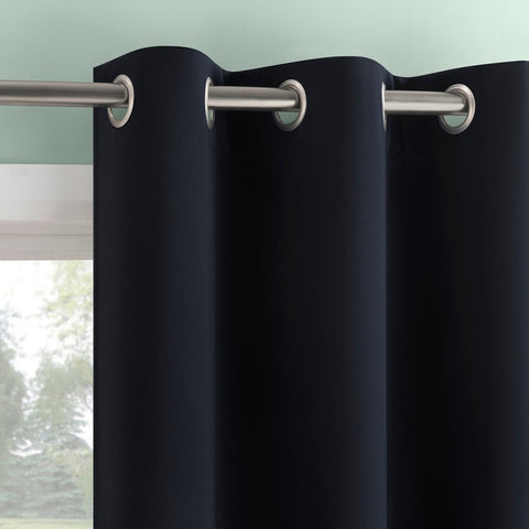 2pc 37"x84" Sun Zero Tedrow 100% Blackout Grommet Curtain Panel Pair Navy Blue