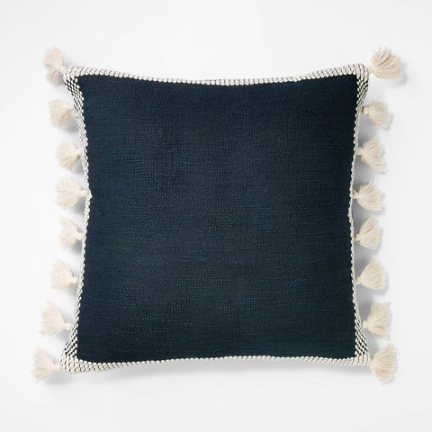 Woven Frame Square Throw Pillow with Side Tassels - Threshold