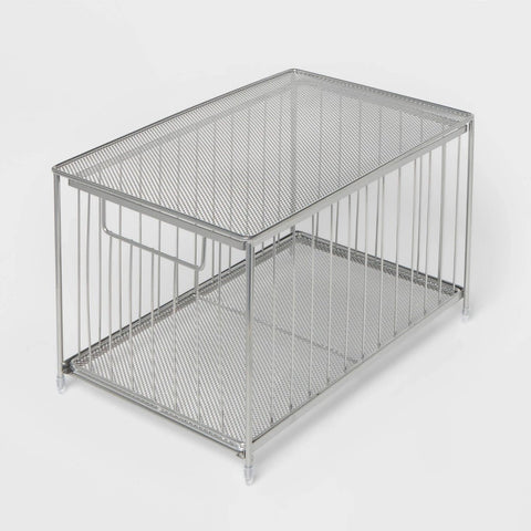 Large Stackable Steel Slide Out Drawer Chrome - Brightroom
