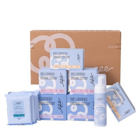 Feminine Care Bundle, Period Essentials 100% Organic Cotton Pads for Women