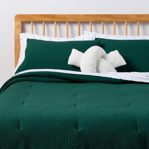 6pc Twin/Twin Extra Long Textured Comforter and Sheet Bedding Set Dark Green - Room Essentials™
