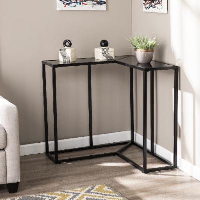 Southern Enterprises Selinia 30 Glass Top Console Table in Black