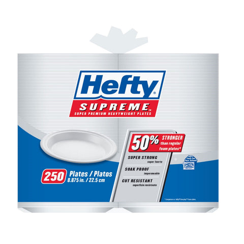 Hefty Supreme 8 7/8 Inch Foam Plates 250ct