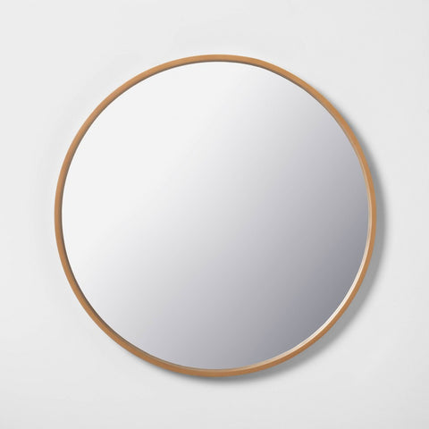 30" Round Wood Framed Wall Mirror Natural - Hearth & Hand