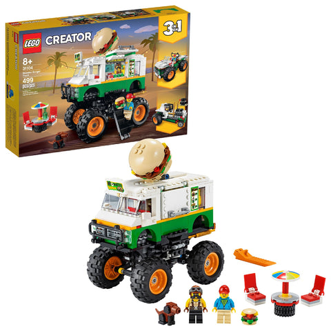 LEGO Creator 3in1 Monster Burger Truck 31104 Vehnicle Building Kit for Kids (499 Pieces)