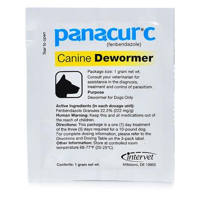 Panacur C Dewormer (Fenbendazole) for Dogs Three 1-Gram Packets (10 Pounds)