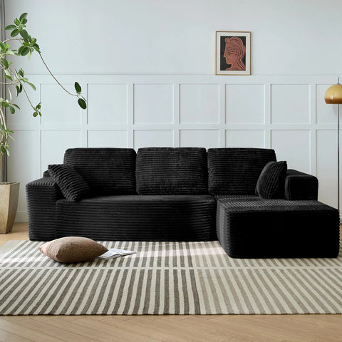 104" Modern L-Shape Sectional Sofa Bed with Reversible Chaise – Convertible Sleeper Couch in Vacuum Compressed Box – Free Shipping