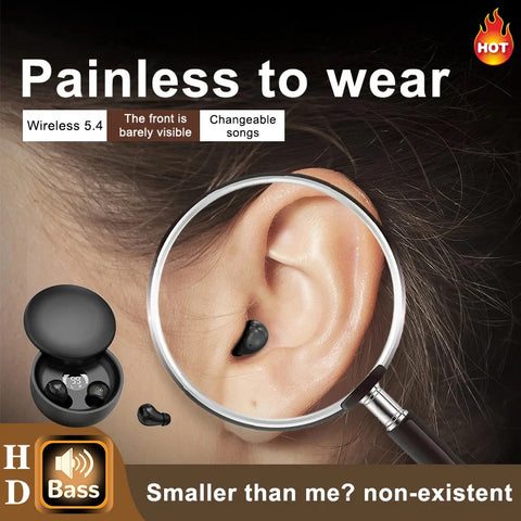 Mini Invisible Bluetooth 5.4 Earbuds, 24hr Battery, 10m Range - Online Only