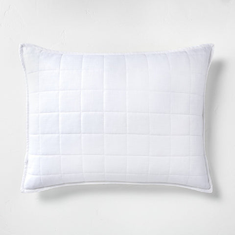 Standard Heavyweight Linen Blend Quilt Pillow Sham White - Casaluna 26x20