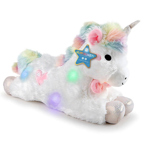 FAO Schwarz Glow Brights Toy Plush LED with Sound Unicorn 15 Stuffed Animal