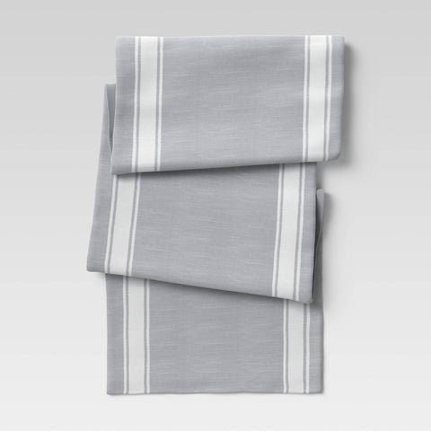 72 X 14 Cotton Striped Bistro Table Runner Gray