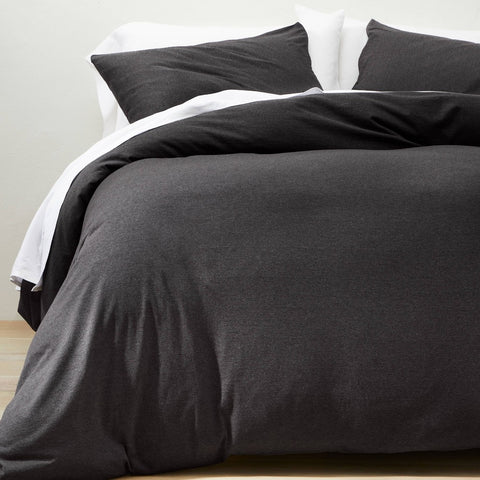 King - Jersey Duvet Cover & Sham Set Washed Black - Casaluna