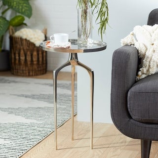 DecMode Contemporary Silver Aluminum Accent Table with Tripod Base