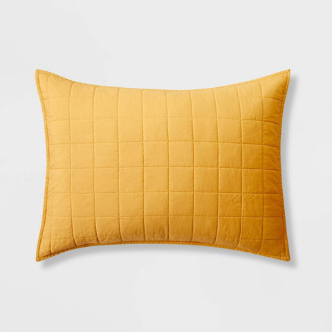 Box Stitch Microfiber Kids' Sham Yellow - Pillowfort™: Standard Size, Vibrant, OEKO-TEX Certified, Polyester, Envelope Closure