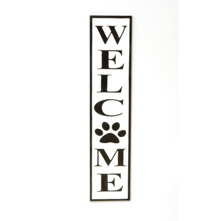 'Welcome' Pet Porch Metal Sign - White