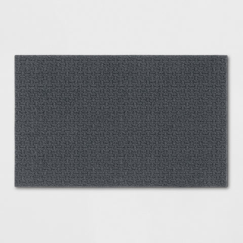 2'6"x3'10" Washable Solid Machine Tufted Accent Rug Gray
