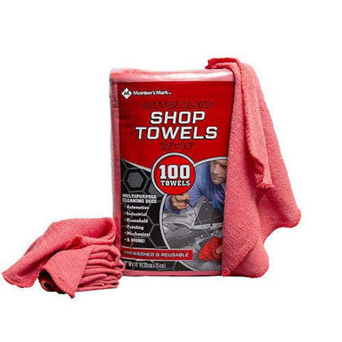 Commercial 12" X 14" Shop Towels, Red (100 Count) - Member's Mark