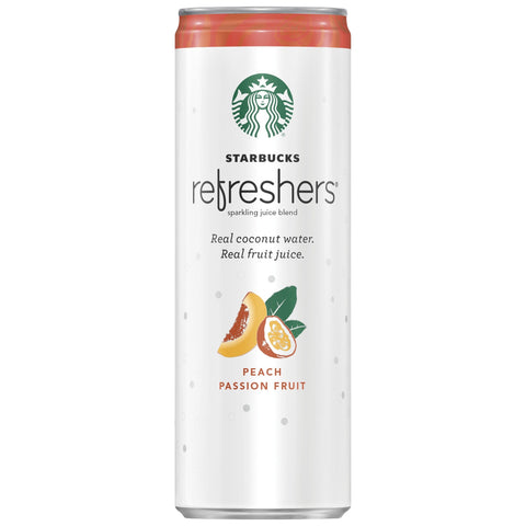 Starbucks Refreshers Sparkling Juice Blend Peach Passion Fruit with Coconut Water 12 Oz Can